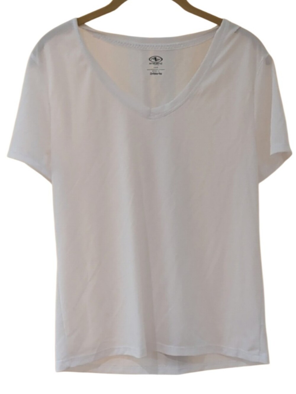 White V-Neck T-Shirt. Athletic.